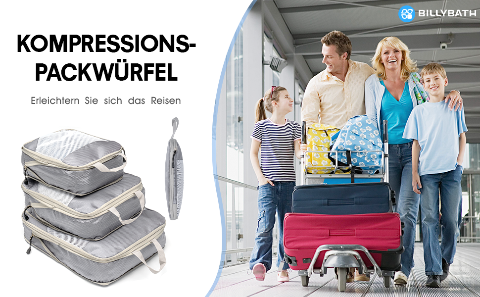 Органайзери для валізи: комплект 3 шт. (сірий) - для зручної подорожі