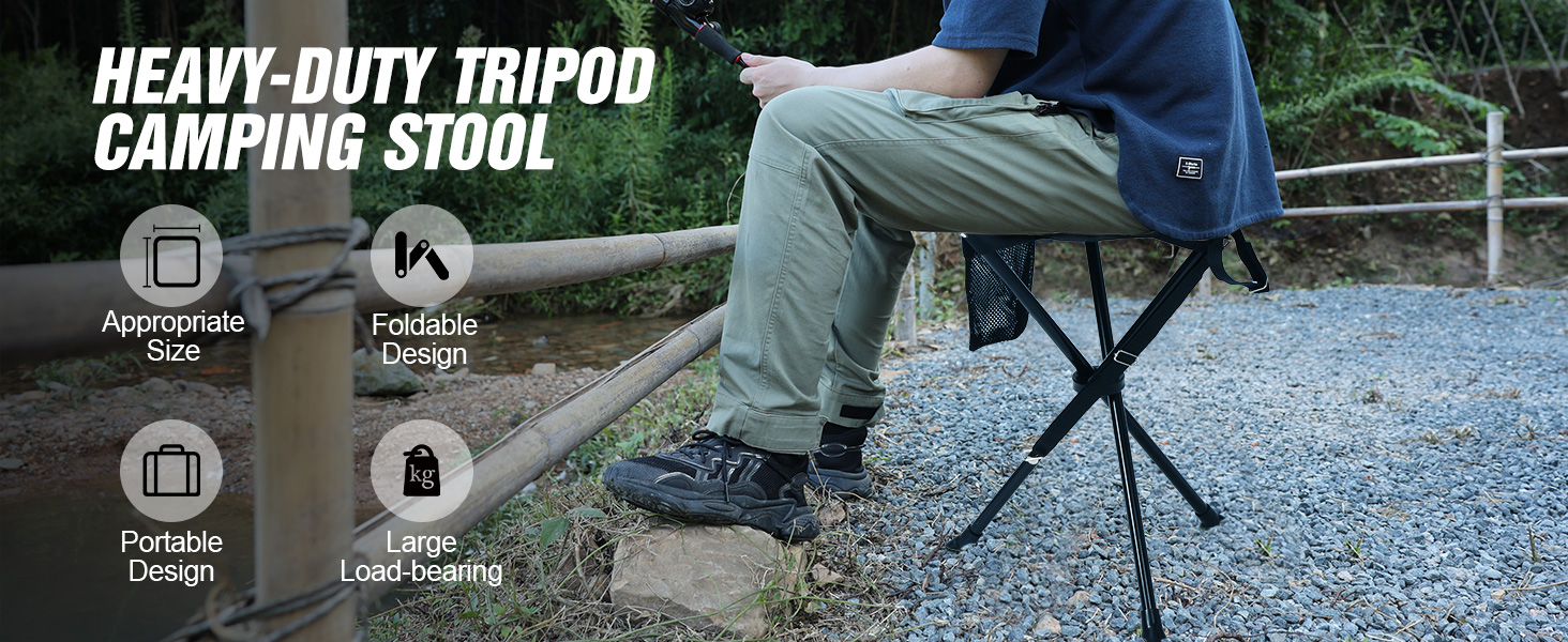 REDCAMP: 2 шт. складаних туристичних стільців на штативі, 56 см, чорні