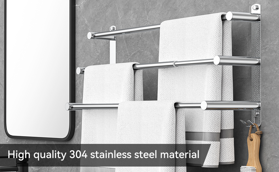 Висувна тримач для рушників 43-78 см, нержавіюча сталь, без свердління, стійка до вологи, для ванної кімнати та кухні