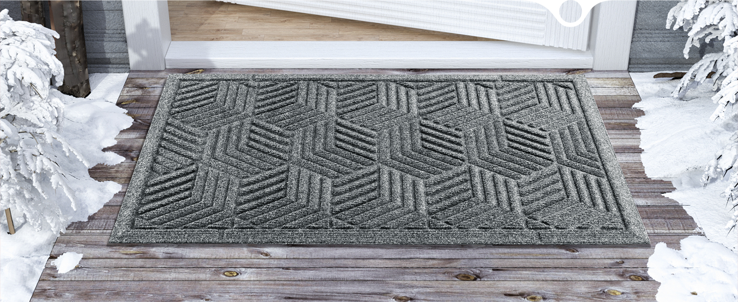Килимок для дому та вулиці Yimobra - антиковзаючий, миючий, вологостійкий, 75 x 43 см, чорно-сірий