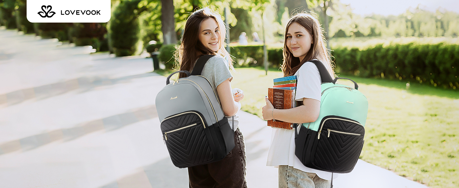 LOVEVOOK Рюкзак для ноутбука, жіночий, 17 дюймів, шкільний, для підлітків, водонепроникний, з USB-портом, для подорожей, університету, бізнесу, бежевий хакі