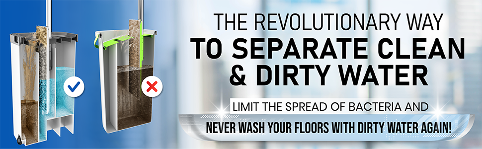 Преміум-набір для миття підлоги SqueezyPeasy з відром: 3-камерна система, 360° обертання, компактний та легкий