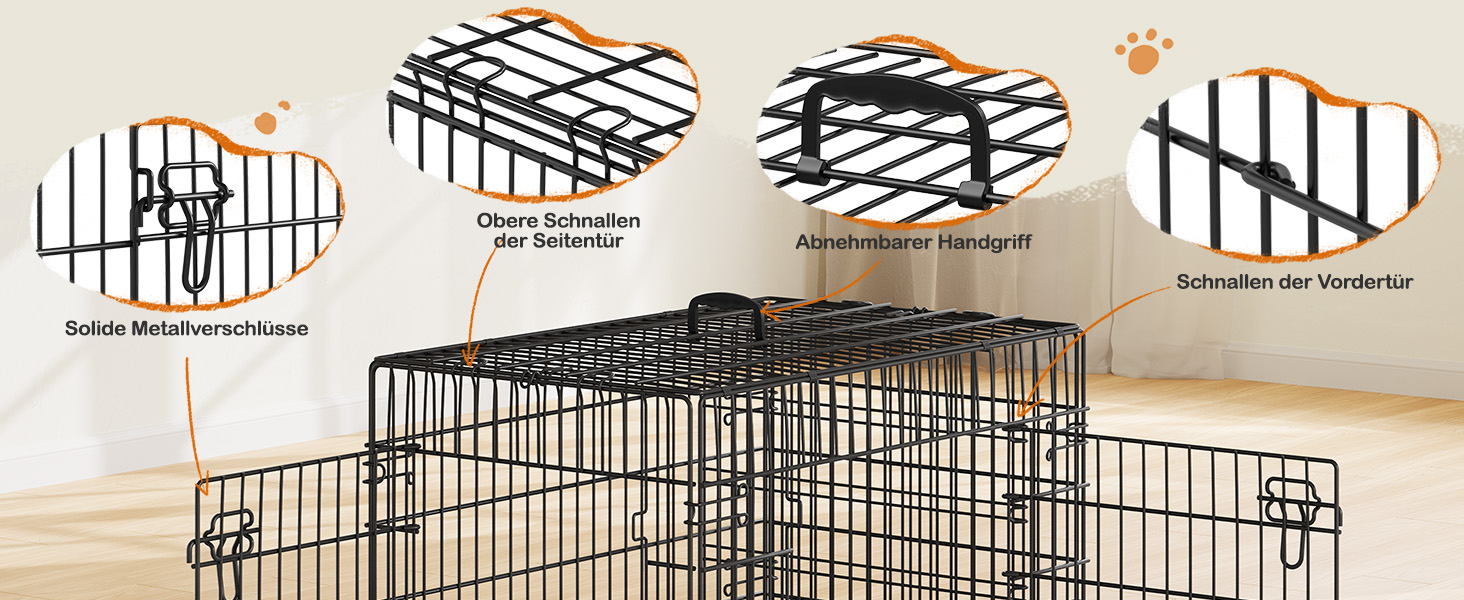 Клітка для собак Yaheetech 90x56x63 см, розкладний вольєр з перегородкою, 2 двері, висувна піддон, чорна, для дому та транспортування