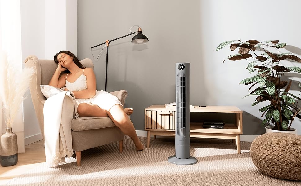 Вентилятор Cecotec Digitale Turm EnergySilence 890 Skyline, 50 Вт, 76 см, з таймером та пультом, мідний мотор, 3 швидкості, 3 режими, чорний