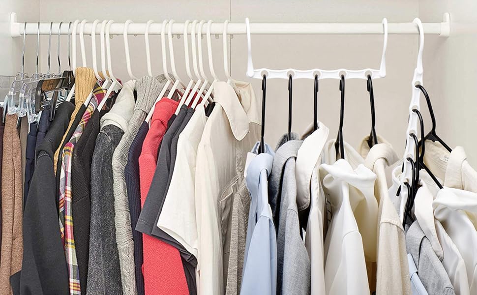10 шт. Кліпса для одягу HOUSE DAY – органайзер для шафи, економія місця, антиковзаючі, стабільні, 23.5 см (білі)