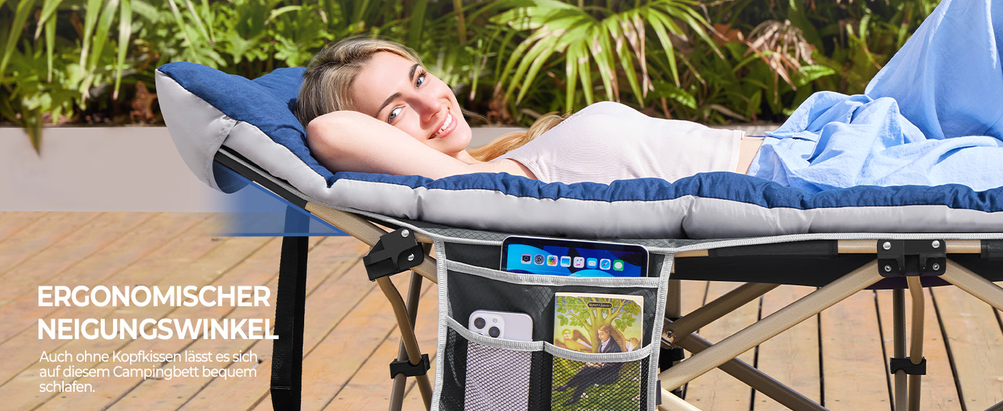 Ліжко похідне Yaheetech з матрацом, складне, для гостей, 191x67 см, до 150 кг, сіре/чорне (синьо-сіре)