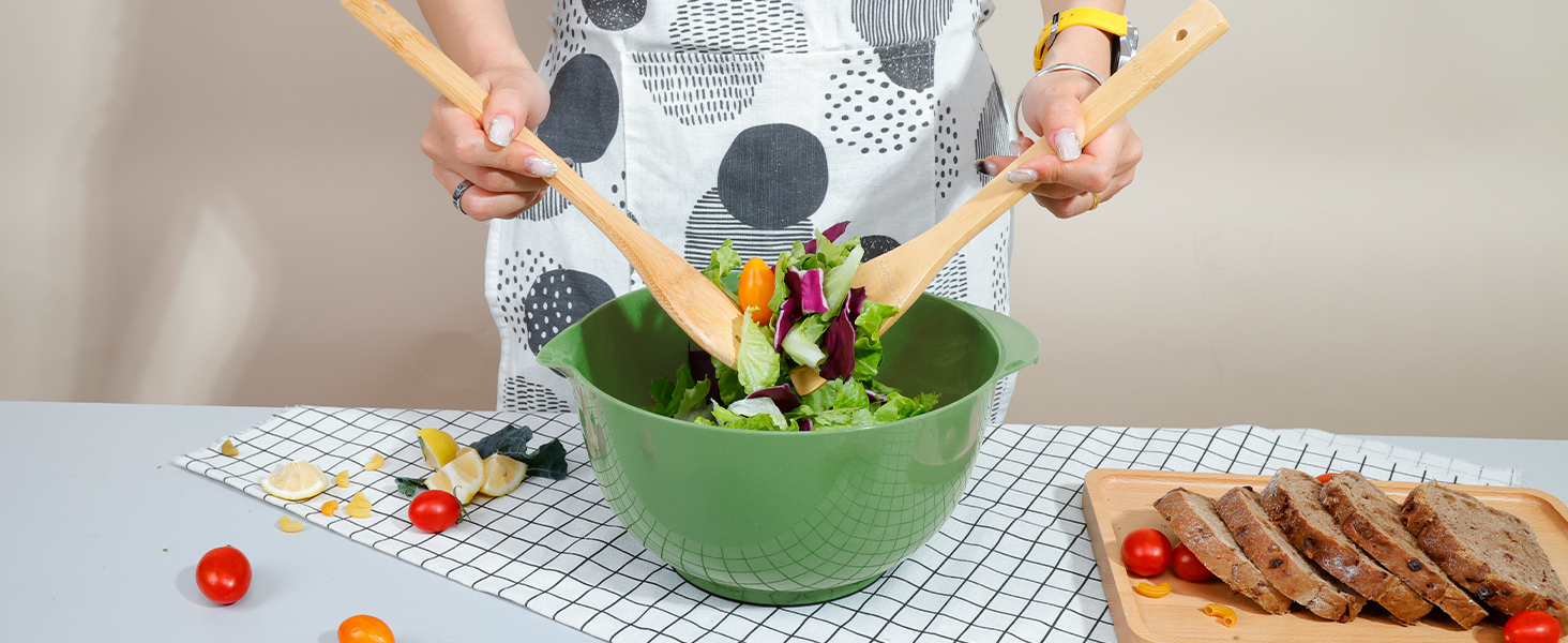 Набір мисок для змішування BoxedHome (4 шт.) - зелений, з нержавіючої сталі, з антиковзним покриттям, для салатів та сервірування