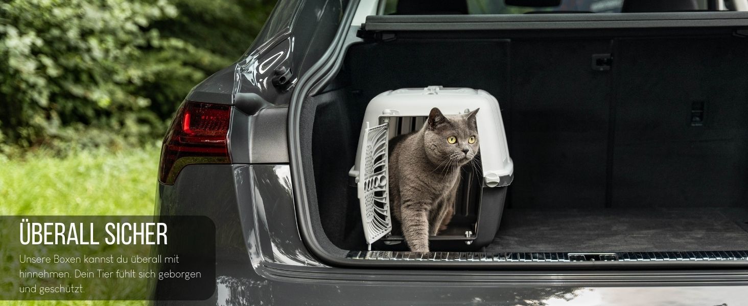 Транспортний бокс для собак Lionto, 55x36x36 см, з ручкою, для собак та котів, до 15 кг, синій