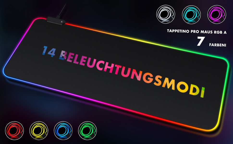 MU Gaming Mousepad RGB, XXL, 800x300mm: килимок для миші геймерський, RGB підсвічування, чорний