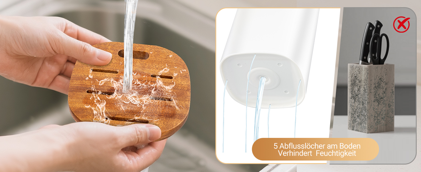 Набір ножів кухонний 6 предметів з блоком, нержавіюча сталь, білий