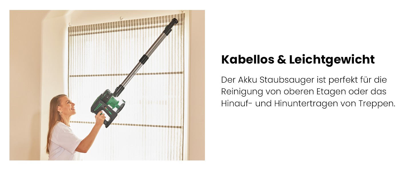 Бездротовий пилосос Vactidy Blitz V8: акумуляторний, 25KPa, 35 хв роботи, для твердих підлог, видаляє шерсть тварин, зелений