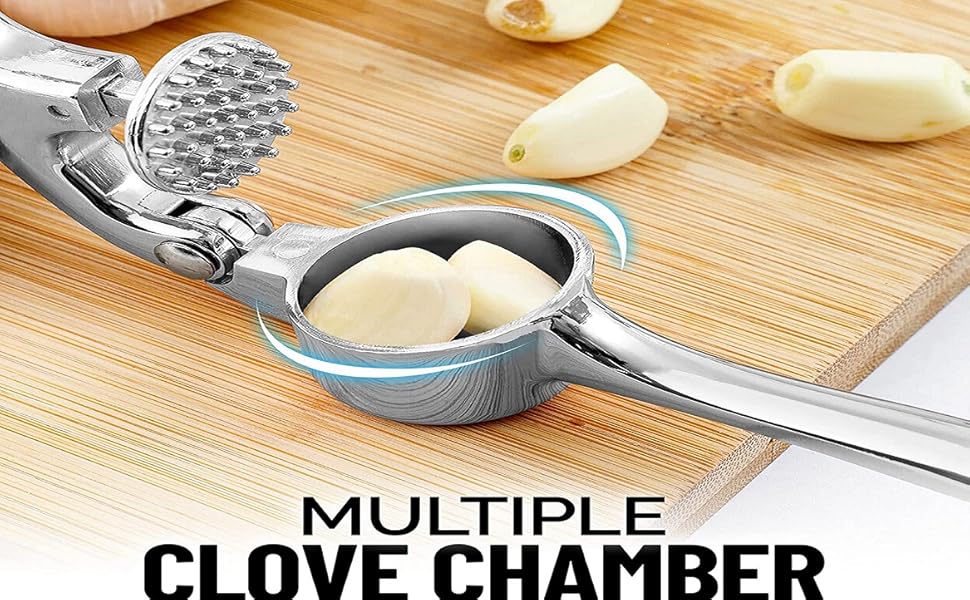 Пресс для часнику з нержавіючої сталі, придатний для миття в посудомийній машині, прес для часнику, подрібнювач часнику, тестер-переможець – легко чистити, кухонні помічники з очищувачем часнику та щіткою