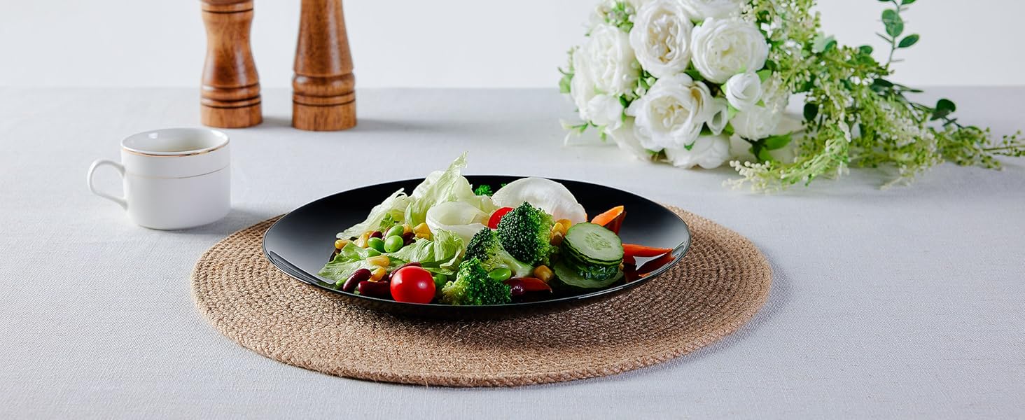 Набір посуду 18 предметів для 6 осіб, чорний набір посуду з опалового скла, включає миски для мюслі, десертні та обідні тарілки, чорний посуд