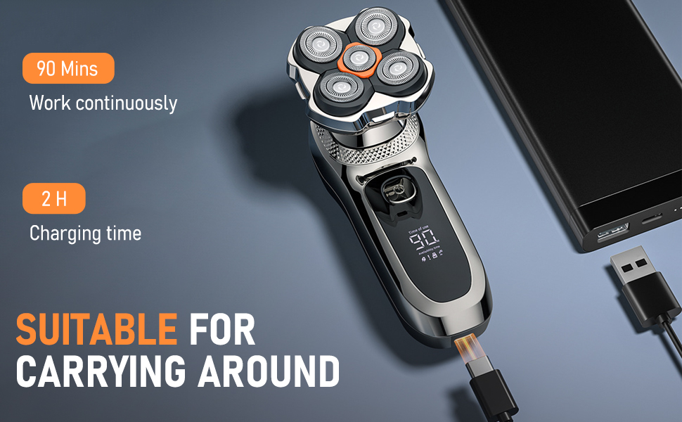 Електричний гоління для чоловіків Glatzen 6-в-1 з тримером для носа, для сухого та вологого гоління, USB-C, LED дисплей, IPX6