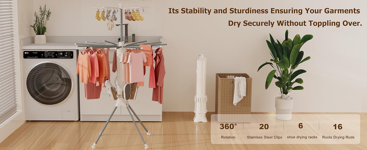 Сушарка для білизни Turm Octopus з 6 крил, 2 бічні крила, 3 яруси, сіра