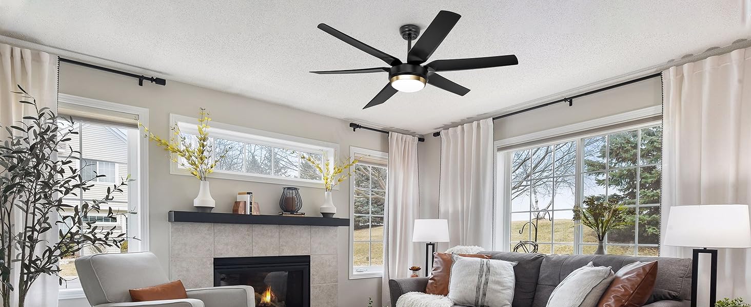 Стельовий вентилятор Ohniyou 132 см з підсвічуванням та пультом, керування через додаток, димування, реверс, тихий DC-мотор, для спальні, тераси, чорний