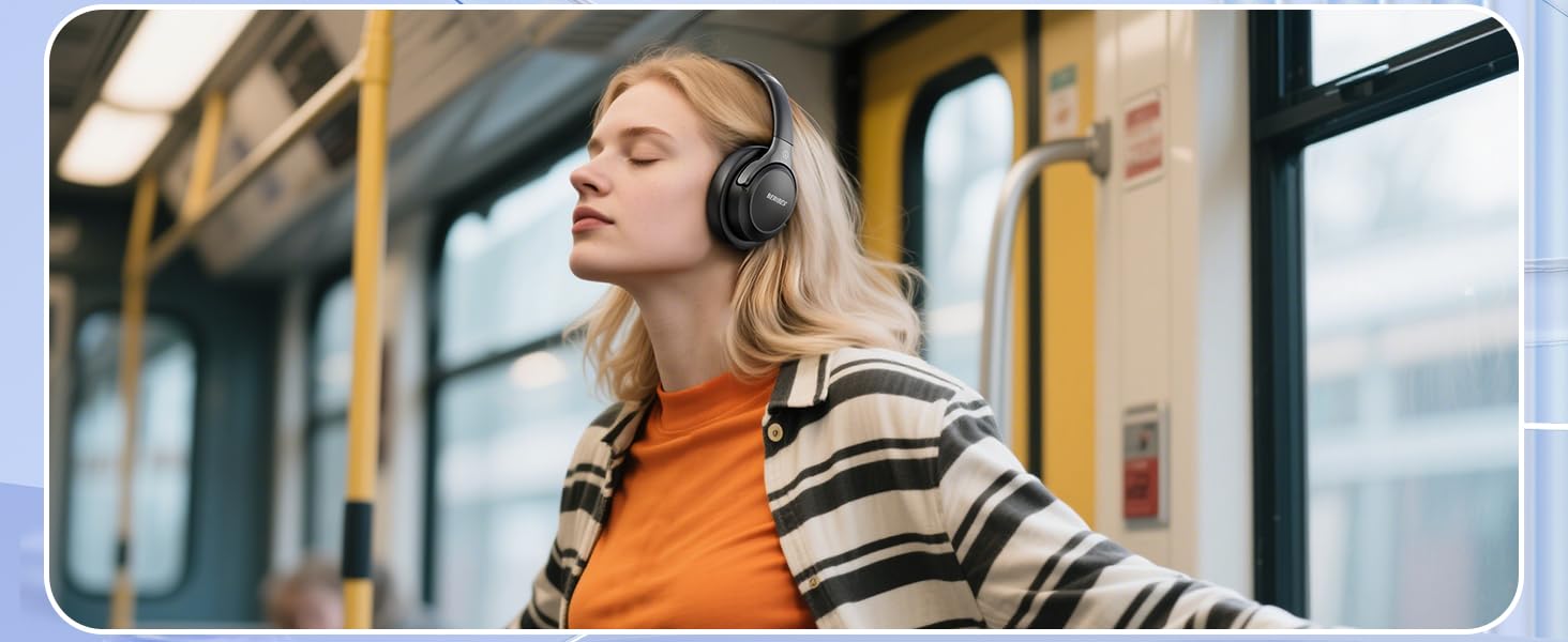 BERIBES Бездротові навушники Over-Ear Bluetooth з мікрофоном, 65 годин роботи, 6 EQ-режимів, HiFi Stereo, чорний