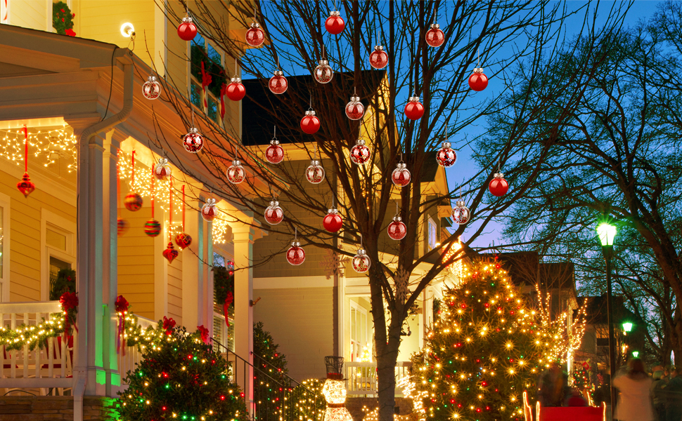 Набір прикрас на ялинку: 30 пластикових кулі діаметром 6 см (червоні)