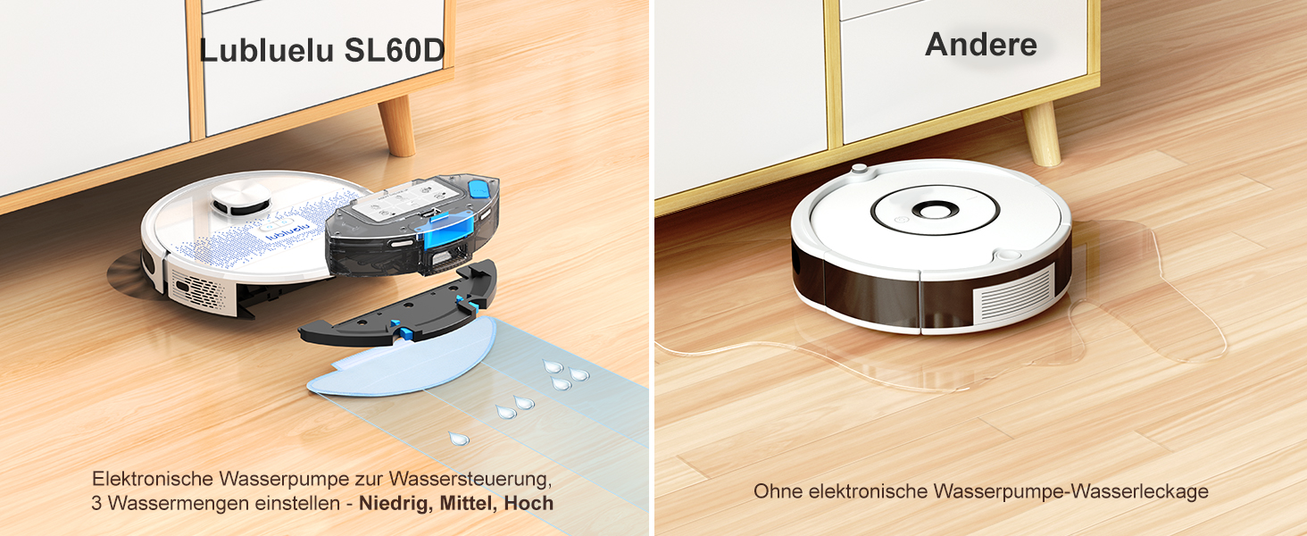 Робот-пилосос Lubluelu SL60D з функцією миття, 4500Pa, лазерна навігація, керування через додаток, для тварин, килимів, твердих підлог, білий