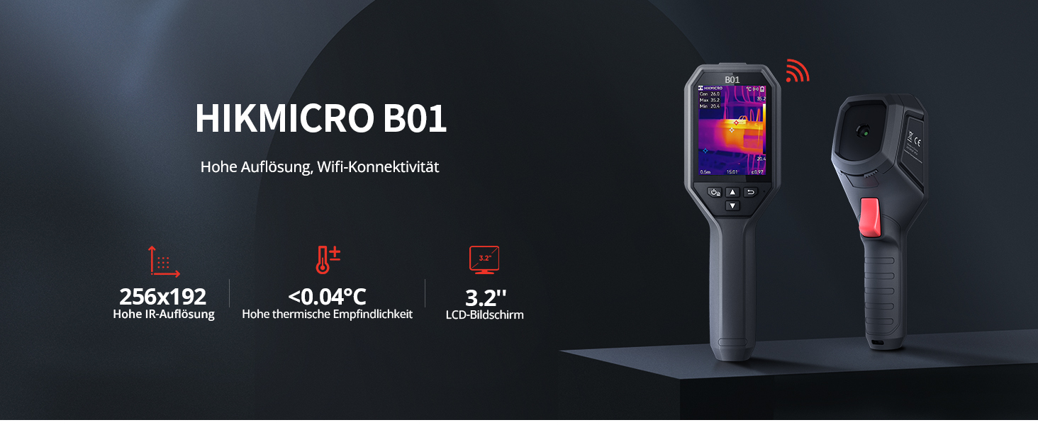 Тепловізор HIKMICRO B01 з роздільною здатністю 256x192, Wi-Fi, 49.152 пікселів, 3.2