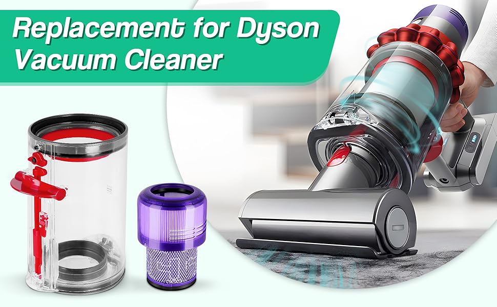 Dyson V11/V15/SV14/SV15/SV22 Replacement Dust Bin & HEPA Filter - Compatible with Dyson Vacuum Cleaners (970050-01/965443-01)