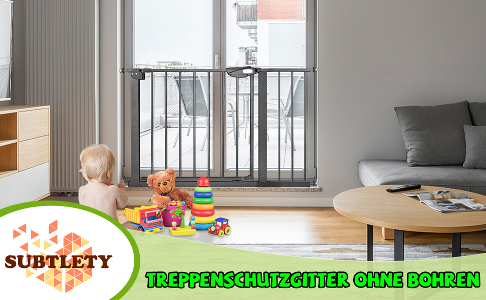 Захист для сходів Subtlety без свердління: сітка для дітей, собак, котів. ABS-пластик, сталеві труби. Автоматичне відключення. Білий (чорний, 75-85см)