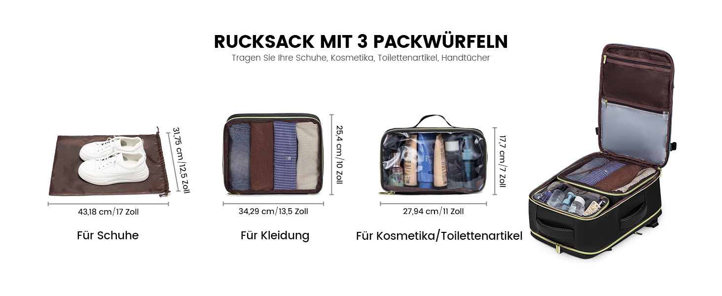 LOVEVOOK Рюкзак ручної поклажі, 40L, для ноутбука 17 дюймів, бежевий, для подорожей
