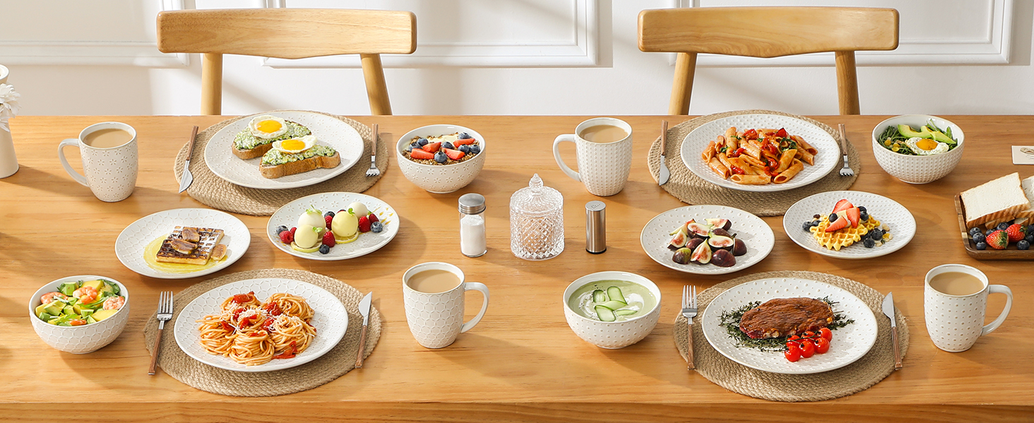 Набір кавових чашок з блюдцем MALACASA, 8 предметів, на 4 персони, керамічний сервіз, об'єм 180 мл, для кави, чаю, десертів, бежевий