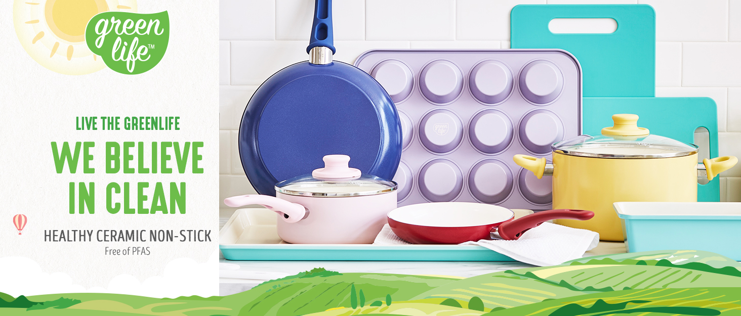 Набір посуду GreenLife Soft Grip Healthy Ceramic Antihaft, 16 предметів, рожевий: сковорода, каструля, сотейник, без PFAS, для індукції, посудомийна машина, духовка