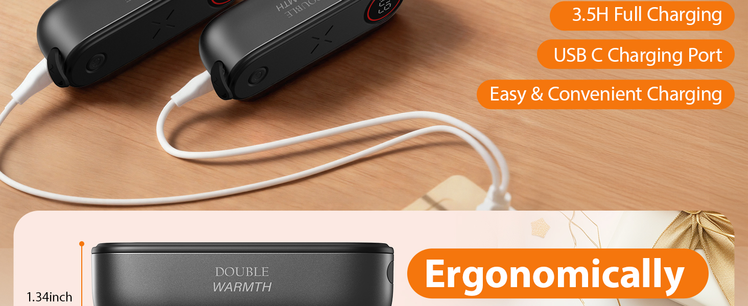 Електричний грієчка для рук SUPPOU 2 шт. 5000mAh з LED-ліхтариком, акумуляторний, для активного відпочинку та спорту, сірий