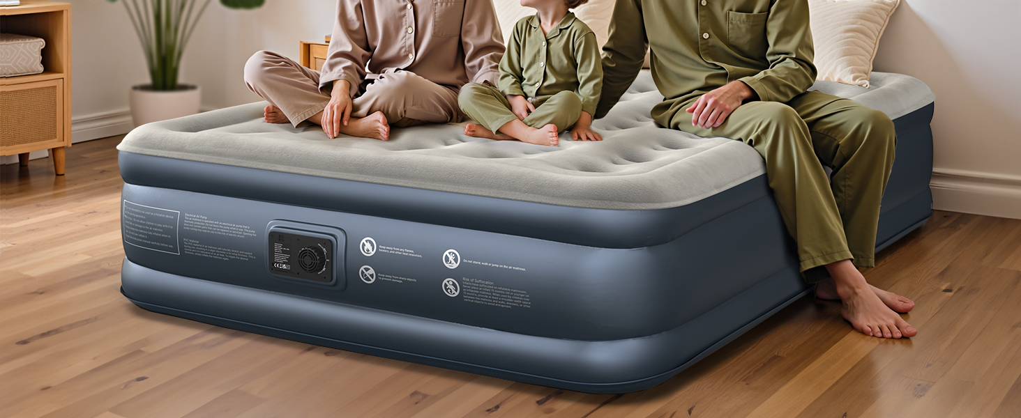 Надувний матрац iDOO для 2 осіб з електричним насосом, 152x203x46 см, 295 кг, для кемпінгу
