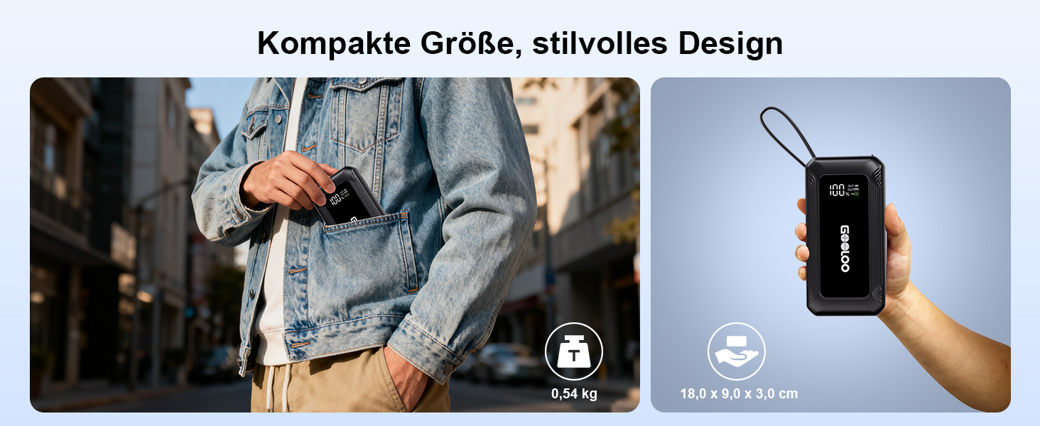 Powerbank для авто Gooloo G7 3000A: пусковий пристрій з USB-C, LED-ліхтарик, 12V (до 8.5L бензин/6L дизель)