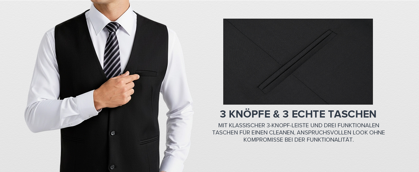 Жилет чоловічий HISDERN, чорний, бавовна, V-подібний виріз, з кишенями, для вечірки, весілля, офіційного стилю, 4XL