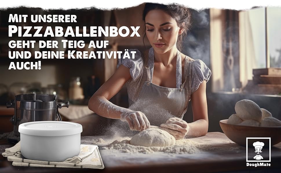 Pizza Ball Box with Lid, Set of 6 - Ideal as a pizza box, dough box, proofing box. Suitable for up to 350g of pizza dough. Non-stick silicone, freezer and dishwasher safe, food grade.