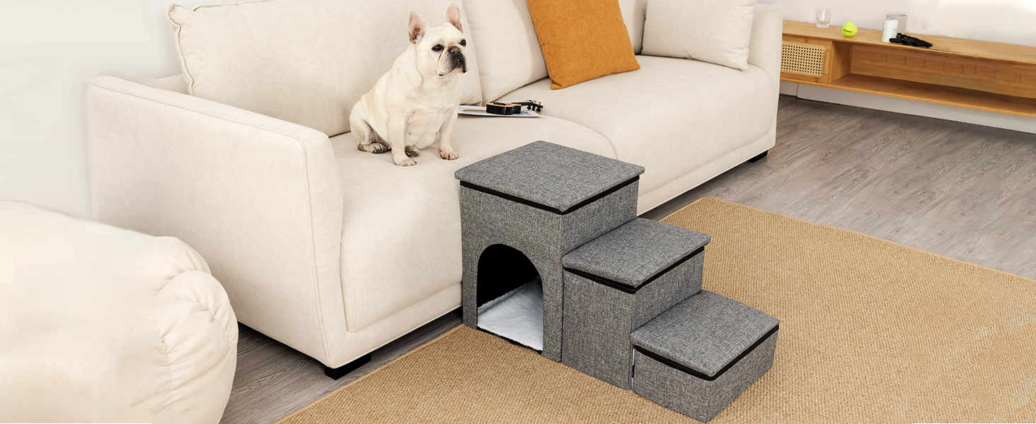 Сходинки для собак FurryPaws: 3-ступенева переносна драбинка для собак до ліжка та дивана, антиковзаюча, для маленьких та великих собак, ідеальна для подорожей