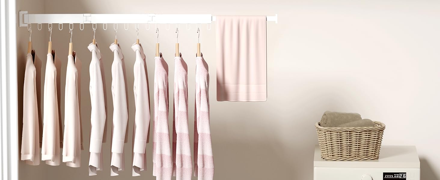 Настінна сушарка для білизни JAUREE: розкладна, трисекційна, з 18 гачками, для дому та вулиці, біла