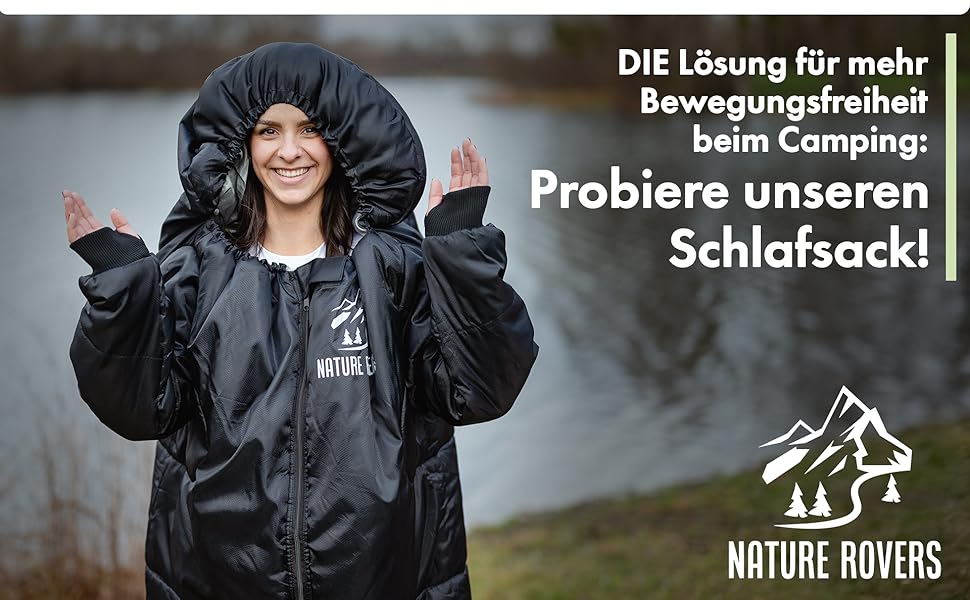 Спальний мішок з рукавами Nature Rovers, чорний, для дорослих, 3 сезони, водонепроникний, з подушкою, 220x80 см