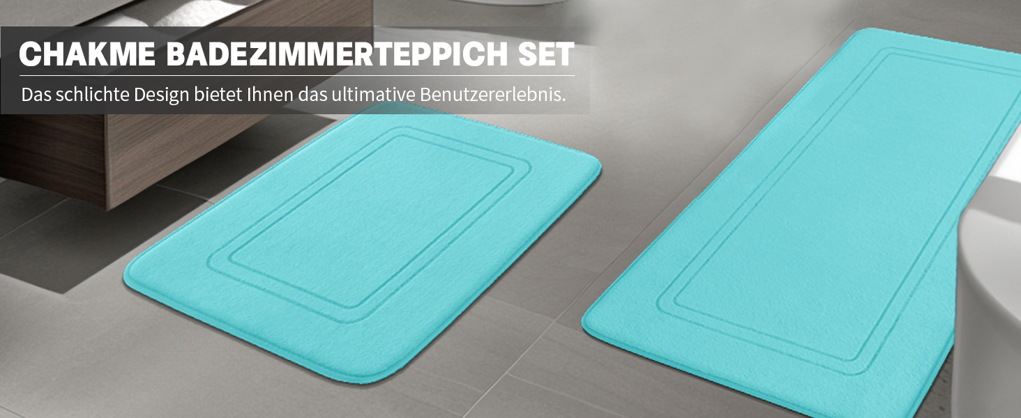 Килимок для ванної кімнати Chakme, 60x90 см, блакитно-зелений, антиковзаючий, швидковисихаючий