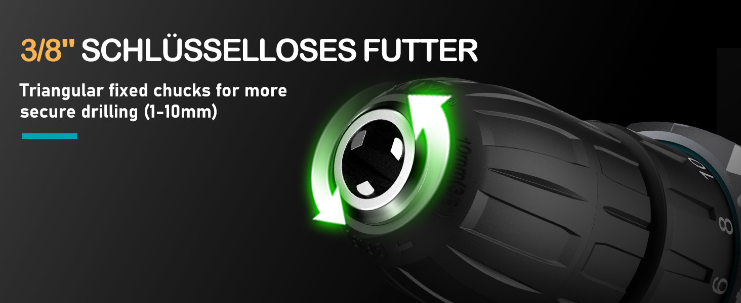 Акумуляторний шуруповерт Sundpey 21V з 2x2000mAh акумулятором, 45 Нм, 2 швидкості, 18+1 момент, патрон 10мм, набір 19шт для дому та DIY, блакитний