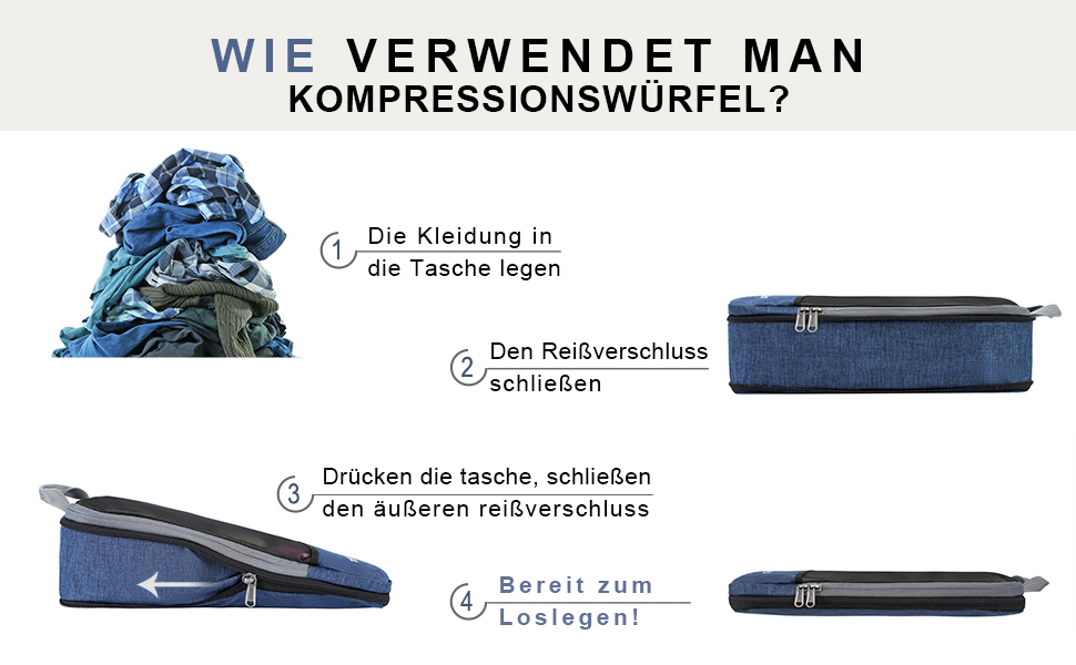 Набір компресійних органайзерів для подорожей (4 шт, чорний)