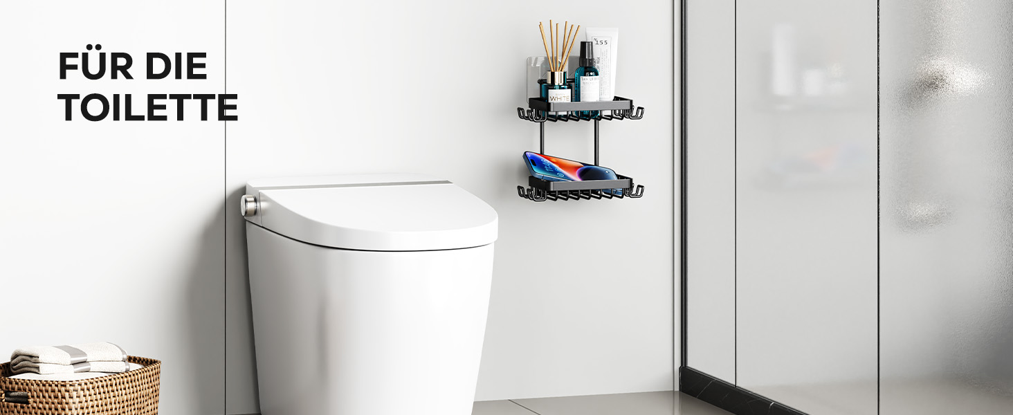 Підставка для мила на 2 рівні від Nieifi з водовідведенням, нержавіюча сталь, без свердління для душової кабіни, чорна