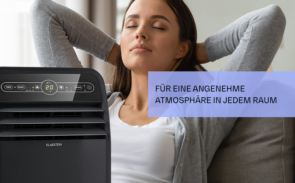 Klarstein Mobile Klimaanlage: 4-в-1, вентилятор, осушувач, нічний режим. Компактний, портативний кондиціонер для дому та офісу. 7000 BTU, білий.