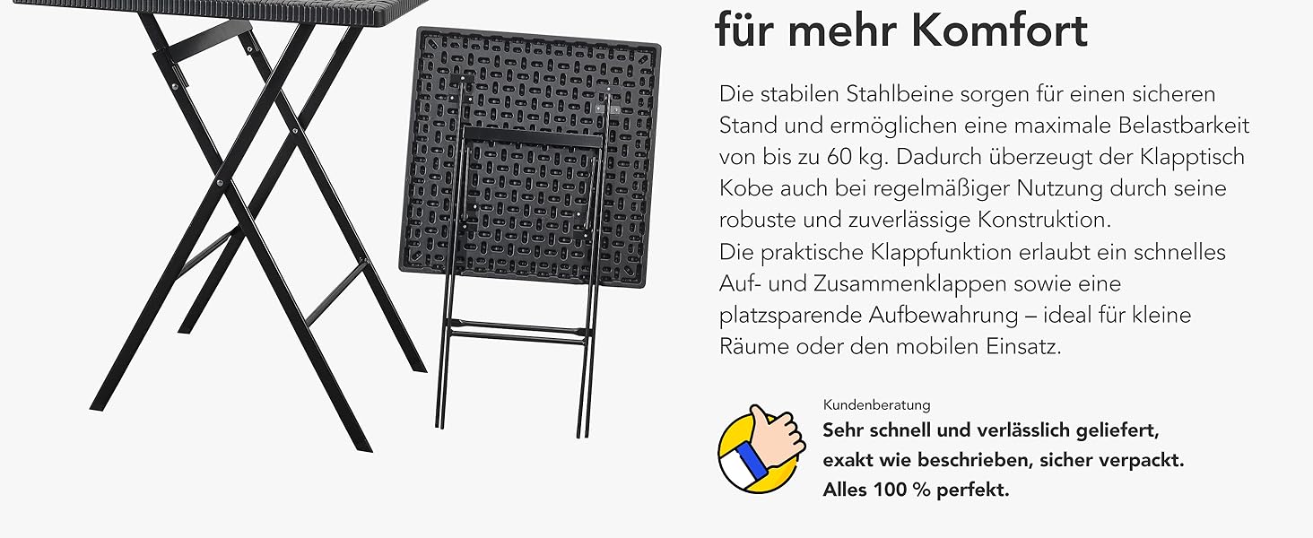 Складаний стіл Floordirekt Kobe для буфета, саду, тераси, балкона та кемпінгу - 183x76 см
