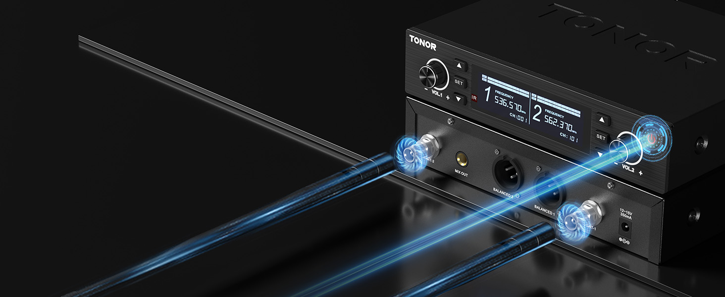 TONOR TW750 Бездротовий мікрофон UHF з регулюванням, 2 шт., 100м радіус дії, світлодіодний індикатор, автосканування, для караоке, церкви, вечірок