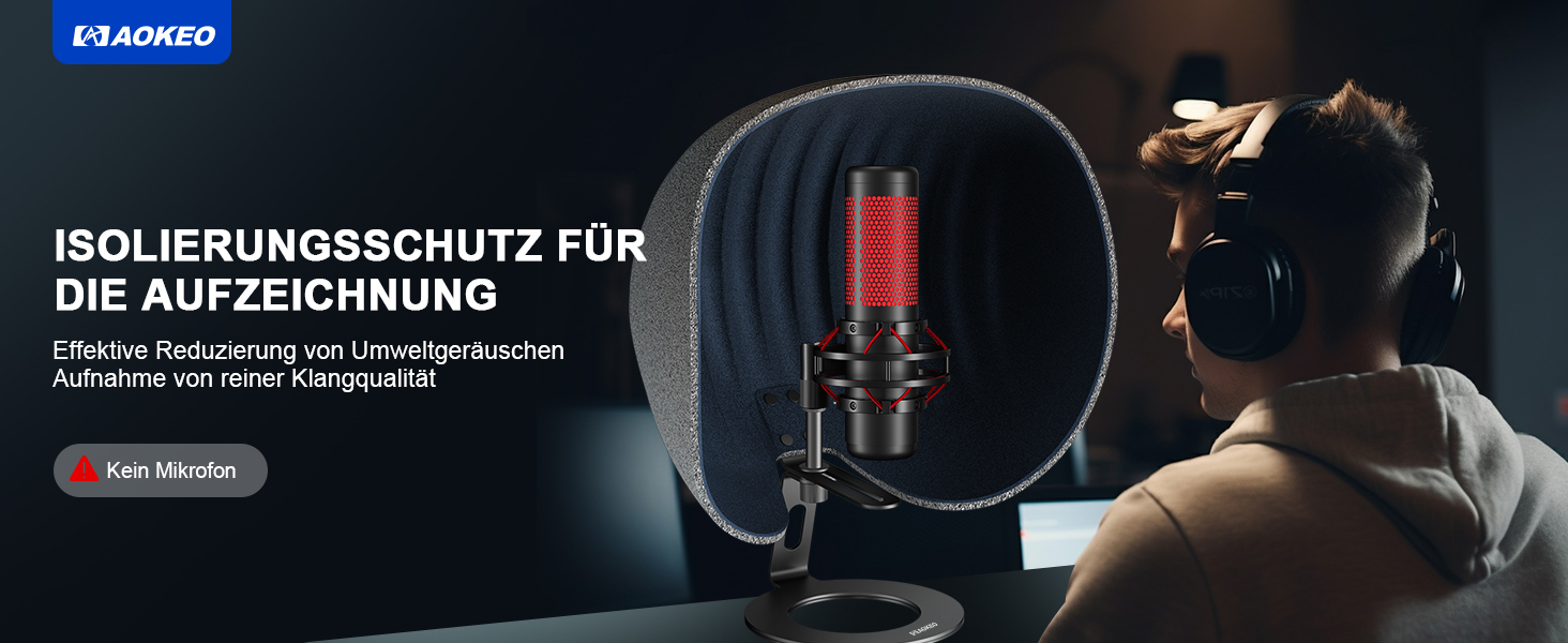 Акустичний ізоляційний екран для мікрофона AOKEO, поп-фільтр та звукопоглинаючий щит, регульований