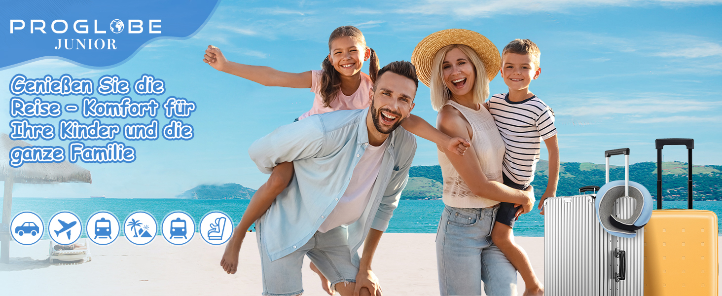 Подушка для шиї Proglobe, 100% Memory Foam, ортопедична, для подорожей (літак, авто, поїзд), з 3D-маскою для сну, сітчаста сумка (світло-блакитна)