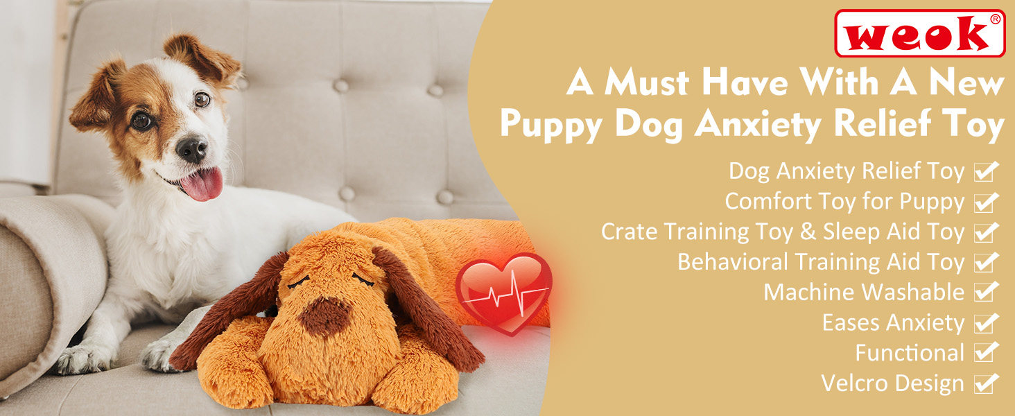 Heartbeat Puppy Toy – Comfort Cuddle Pillow, to Relieve Anxiety, Soothing Aid, Heartbeat Toy for Dogs, Puppy Heartbeat Toy, Sleep Aid