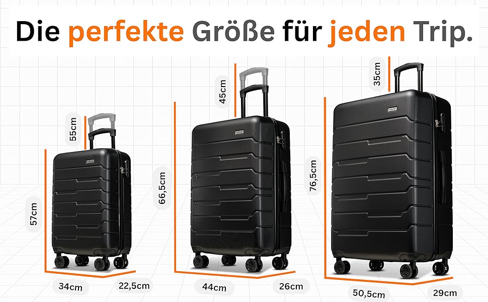 Чемодан NOWI Bergamo: водостійкий, 8 коліс, 360°, телескопічна ручка, повне внутрішнє оздоблення (M, Чорний полунічний)