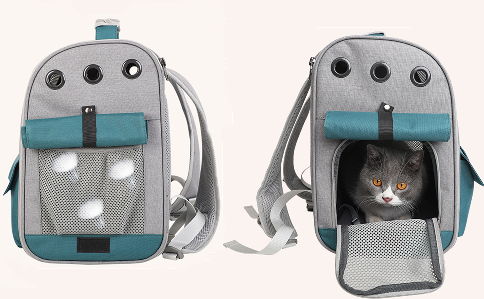 Транспортна сумка для домашніх тварин: котів та собак до 10 кг, рюкзак, дихаюча, складана, блакитна, для подорожей, схвалена авіакомпаніями