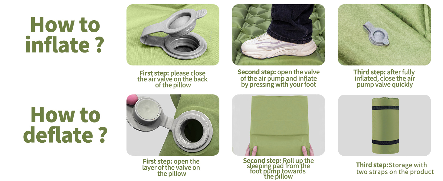 Каремат для кемпінгу Saphirblau: самонадувний килимок для відпочинку на природі з помпою та подушкою